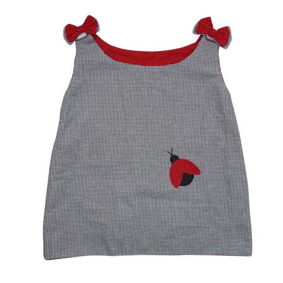 Handmade Ladybug Gingham Dress with Removable Bows – Size 3T - Picture 1 of 5